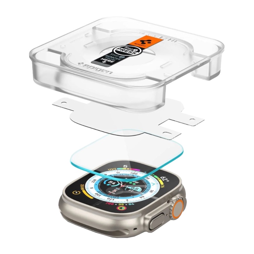 Глянцевое защитное стекло Spigen GLAS.tR EZ Fit для Apple Watch Ultra 2–3 (2 шт.)