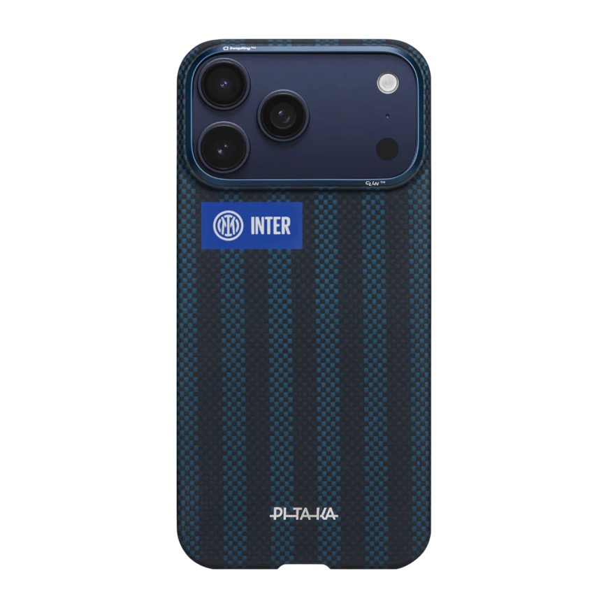 Арамидный чехол MagSafe PITAKA × Inter Black and Blue Jersey PitaTap Edge Case для iPhone 17 Pro Max